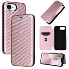 For iPhone SE 2024 Carbon Fiber Texture Flip Leather Phone Case(Pink) - 1