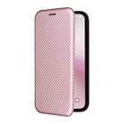 For iPhone SE 2024 Carbon Fiber Texture Flip Leather Phone Case(Pink) - 2