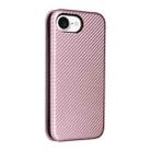 For iPhone SE 2024 Carbon Fiber Texture Flip Leather Phone Case(Pink) - 3