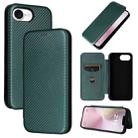 For iPhone SE 2024 Carbon Fiber Texture Flip Leather Phone Case(Green) - 1