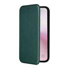 For iPhone SE 2024 Carbon Fiber Texture Flip Leather Phone Case(Green) - 2