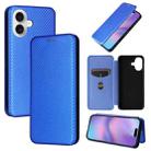 For iPhone 17 Carbon Fiber Texture Flip Leather Phone Case(Blue) - 1
