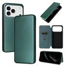 For iPhone 17 Pro Carbon Fiber Texture Flip Leather Phone Case(Green) - 1
