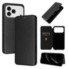 For iPhone 17 Pro Max Carbon Fiber Texture Flip Leather Phone Case(Black) - 1