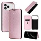 For iPhone 17 Pro Max Carbon Fiber Texture Flip Leather Phone Case(Pink) - 1