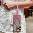 For iPhone 13 Pro Max Dual-Love Leaves Gradient Glitter Bracelets Magsafe TPU Phone Case(Pink) - 2