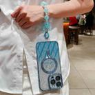 For iPhone 11 Pro Dual-Love Leaves Gradient Glitter Bracelets Magsafe TPU Phone Case(Blue) - 2