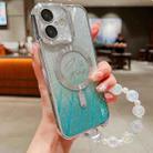 For iPhone 16 Plus Dual-Love Leaves Gradient Glitter Bracelets Magsafe TPU Phone Case(Green) - 1