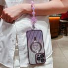 For iPhone 16 Dual-Love Leaves Gradient Glitter Bracelets Magsafe TPU Phone Case(Purple) - 2