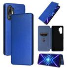 For HTC U24 Pro Carbon Fiber Texture Flip Leather Phone Case(Blue) - 1