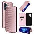 For HTC U24 Pro Carbon Fiber Texture Flip Leather Phone Case(Pink) - 1