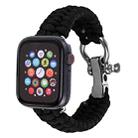 For Apple Watch Ultra 49mm&Watch Ultra 2 49mm / Series 9&8&7 45mm / SE 3&SE 2&6&SE&5&4 44mm / 3&2&1 42mm Umbrella Cord Nylon Braided Watch Band(Black) - 1