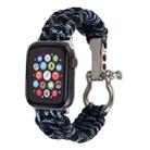 For Apple Watch Ultra 49mm / Series 8&7 45mm / SE 2&6&SE&5&4 44mm / 3&2&1 42mm Umbrella Cord Nylon Braided Watch Band(Blue Black) - 1