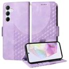 For Samsung Galaxy M35 Embossed Rhombus Starry Leather Phone Case(Purple) - 1