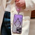 For iPhone 14 Plus Dual-Love Feather  Gradient Glitter Bracelets Magsafe TPU Phone Case(Purple) - 2