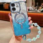 For iPhone 12 Dual-Love Feather  Gradient Glitter Bracelets Magsafe TPU Phone Case(Blue) - 1