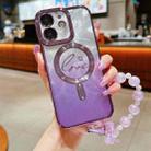 For iPhone 12 Dual-Love Feather  Gradient Glitter Bracelets Magsafe TPU Phone Case(Purple) - 1