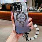 For iPhone 11 Pro Max Dual-Love Feather  Gradient Glitter Bracelets Magsafe TPU Phone Case(Black) - 1