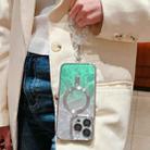 For iPhone 11 Pro Max Dual-Love Feather  Gradient Glitter Bracelets Magsafe TPU Phone Case(Green) - 2