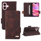 For iPhone 16 Plus Magnetic Clasp Leather Phone Case(Brown) - 1