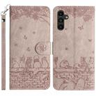 For Samsung Galaxy S25 5G Cat Embossing Pattern Leather Phone Case with Lanyard(Grey) - 1