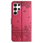 For Samsung Galaxy S25 Ultra 5G Cat Embossing Pattern Leather Phone Case with Lanyard(Red) - 3