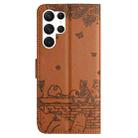 For Samsung Galaxy S25 Ultra 5G Cat Embossing Pattern Leather Phone Case with Lanyard(Brown) - 3