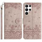 For Samsung Galaxy S25 Ultra 5G Cat Embossing Pattern Leather Phone Case with Lanyard(Grey) - 1