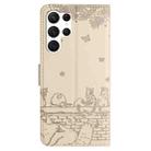 For Samsung Galaxy S25 Ultra 5G Cat Embossing Pattern Leather Phone Case with Lanyard(Beige) - 3