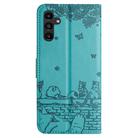 For Samsung Galaxy S25 FE 5G Cat Embossing Pattern Leather Phone Case with Lanyard(Blue) - 3