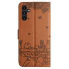 For Samsung Galaxy S25 FE 5G Cat Embossing Pattern Leather Phone Case with Lanyard(Brown) - 3