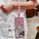 For iPhone 12 Pro Max Loves Leaves Gradient Glitter Bracelets Carbon Fiber Magsafe TPU Phone Case(Pink) - 2