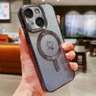 For iPhone 14 Plus Loves Gradient Glitter Carbon Fiber Magsafe TPU Phone Case(Black) - 1