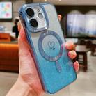 For iPhone 12 Loves Gradient Glitter Carbon Fiber Magsafe TPU Phone Case(Blue) - 1