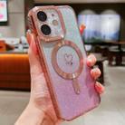 For iPhone 11 Loves Gradient Glitter Carbon Fiber Magsafe TPU Phone Case(Pink) - 1