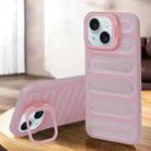 For iPhone 15 Invisible Holder Cooling Phone Case(Transparent Pink) - 1