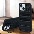 For iPhone 15 Invisible Holder Cooling Phone Case(Transparent Black) - 1