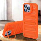For iPhone 15 Pro Invisible Holder Cooling Phone Case(Transparent Orange) - 1