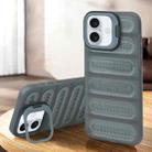 For iPhone 16 Plus Invisible Holder Cooling Phone Case(Transparent Grey) - 1