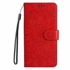 For Samsung Galaxy M35 Embossed Sunflower Leather Phone Case(Red) - 2