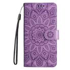 For Samsung Galaxy M35 Embossed Sunflower Leather Phone Case(Purple) - 2