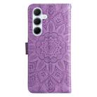For Samsung Galaxy M35 Embossed Sunflower Leather Phone Case(Purple) - 3