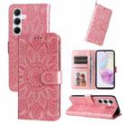 For Samsung Galaxy M35 Embossed Sunflower Leather Phone Case(Rose Gold) - 1