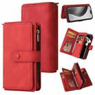 For iPhone 16 Pro Max Skin Feel Multi Card Slots Zipper Wallet Leather Phone Case(Red) - 1