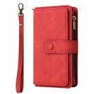 For iPhone 16 Pro Max Skin Feel Multi Card Slots Zipper Wallet Leather Phone Case(Red) - 2