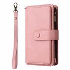 For iPhone 16 Pro Max Skin Feel Multi Card Slots Zipper Wallet Leather Phone Case(Pink) - 2