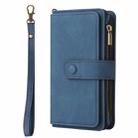 For iPhone 16 Pro Max Skin Feel Multi Card Slots Zipper Wallet Leather Phone Case(Blue) - 2