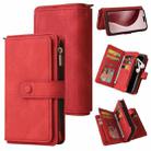 For iPhone 16 Pro Skin Feel Multi Card Slots Zipper Wallet Leather Phone Case(Red) - 1