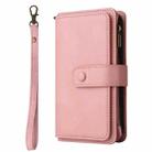 For iPhone 16 Pro Skin Feel Multi Card Slots Zipper Wallet Leather Phone Case(Pink) - 2