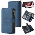 For iPhone 16 Pro Skin Feel Multi Card Slots Zipper Wallet Leather Phone Case(Blue) - 1